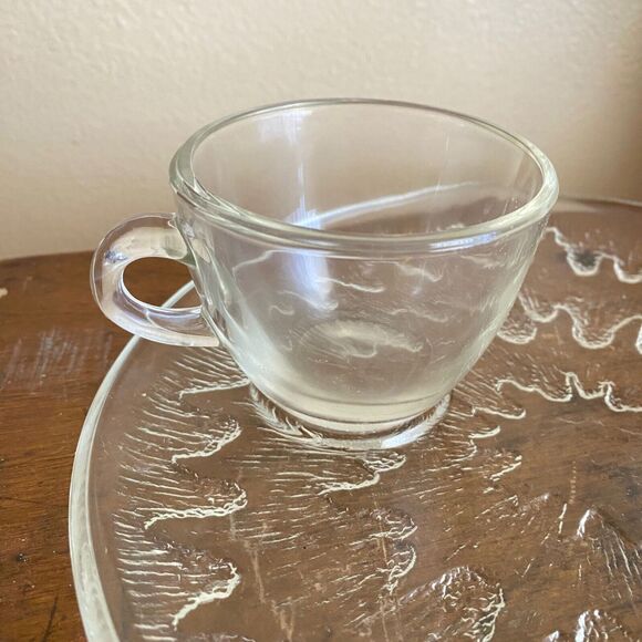 Vintage In Box Indiana Glass Sunburst Crystal Clear Plate & Cup Snack Se… - Picture 8 of 10